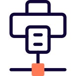 Office printer connected to a network isolated on a white background icon