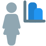 Line chart of the businesswoman with sales graph icon