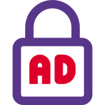 Advertisement privacy protect secured with padlock logotype icon