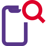 Search phone directory with magnify glass layout icon