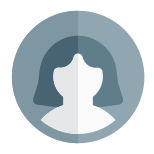 Single female user profile picture layout for online social media dashboard icon