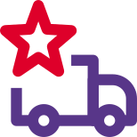 Favorite starred lorry location with cargo shipping logistics icon