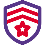 Defence officer with double stripe with shield and star icon
