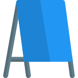 Poster table for advertisement of shop material availability icon