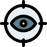 Live target of audience for web traffic with eye on crosshair icon