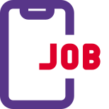 Online jobs application available on a smartphone icon