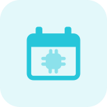 Manufacturing schedule of microprocessor under factory calendar icon