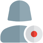 Female staff recording for company work purpose layout icon