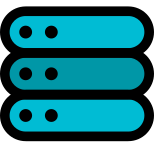 Complete server system set with three stack disk icon
