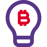 Bitcoin mining idea concept of lightning bulb icon