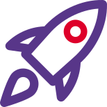 Rocket with escape velosity isolated on a white background icon