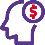 Head with dollar sign concept of money on mind icon