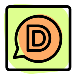 Disqus social integration, social networking, user profiles, spam and moderation tools service icon