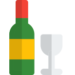 New year celebration wine bottle with glass icon
