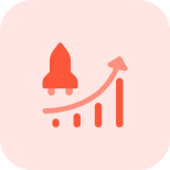 Sales record reaching heights with rocket speed icon