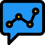 Line chart send over message - speech bubble icon