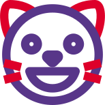 Cat grinning facial expression with mouth wide open icon
