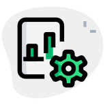 Cogwheel logotype on a bar chart internal setting icon