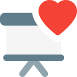 Favorite office lecture with heart shape on presentation icon