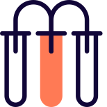Test tube with series connected hose on top icon