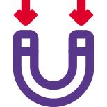 U shaped magnet with strong point poles icon