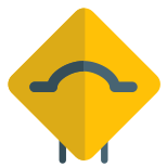 Bump ahead warning signal on road ahead icon