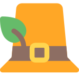 Thanksgiving day concept with pilgrim hat and leaf icon