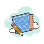 Blueprint with Pen icon