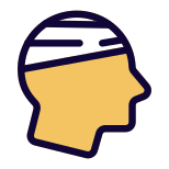 Head injuries with a bandage on head icon