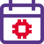 Manufacturing schedule of microprocessor under factory calendar icon