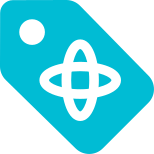 Atomic reaction Logotype on a label layout icon