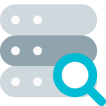 Search files from the server database isolated on a white background icon