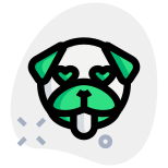 Happy pug dog with heart eyes and tongue-out emoji icon