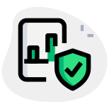Bar chart file secured with defensive anti-virus icon