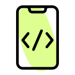 The smartphone with a programming feature for web development icon