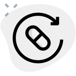 Pill reminder with a loop Arrow isolated on a white background icon