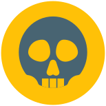 Poison with human skull logotype road sign icon