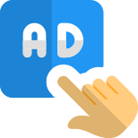 Pay per click on ads online on internet icon