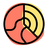 Earth crust layer with side cross-section layout icon