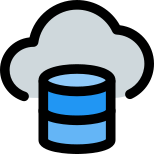 Database server with cloud storage online layout icon