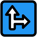 Right intersection lane indication for traffic sign icon