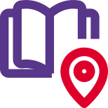 Location of a bookstore isolated on a white background icon