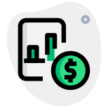 Financial growth bar chart isolated on white background icon