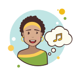 Short Curly Hair Girl Musical Notes icon