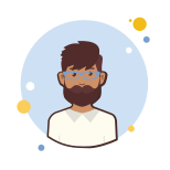 Hombre con barba en vidrios azules icon