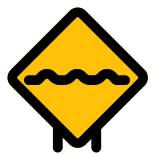 Rough road ahead with multiple bumps traffic board icon