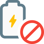 No power or battery banned indication logotype icon