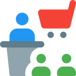 Sales and marketing with shopping cart logotype icon