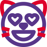 Lovable heart eyes emoji smiling cat face icon