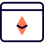 Ethereum cryptocurrency webpage with its Logo on internet browser icon